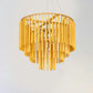 Tiered Chandelier Pendant Light Contemporary Bamboo 4 Heads Yellow Hanging Lighting for Restaurant Clearhalo 'Ceiling Lights' 'Chandeliers' Lighting' options 2248383