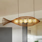 Handcrafted Fish Tea Room Chandelier Lighting Bamboo Minimalist Pendant Light in Wood 5 Wood Clearhalo 'Ceiling Lights' 'Chandeliers' Lighting' options 2248495_7ee37f29-827b-4229-8218-6a93dde05a96