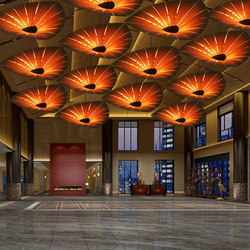 Triangular Suspension Light South-east Asia Wood Restaurant Chandelier Lighting Fixture Clearhalo 'Ceiling Lights' 'Chandeliers' Lighting' options 2248527