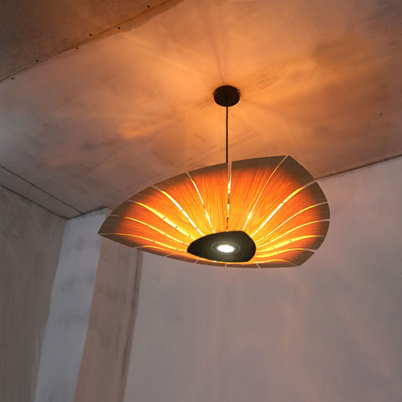 Triangular Suspension Light South-east Asia Wood Restaurant Chandelier Lighting Fixture Clearhalo 'Ceiling Lights' 'Chandeliers' Lighting' options 2248528