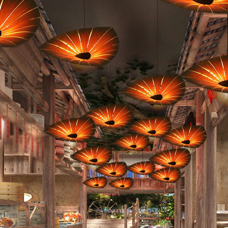 Triangular Suspension Light South-east Asia Wood Restaurant Chandelier Lighting Fixture Clearhalo 'Ceiling Lights' 'Chandeliers' Lighting' options 2248529