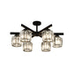 Cylindrical Crystal Semi Flush Light Modern 3/6/8-Head Black Ceiling Lamp for Living Room Clearhalo 'Ceiling Lights' 'Close To Ceiling Lights' 'Close to ceiling' 'Semi-flushmount' Lighting' 224853
