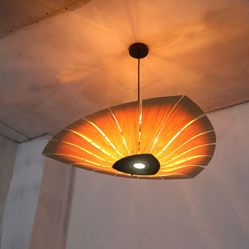 Triangular Suspension Light South-east Asia Wood Restaurant Chandelier Lighting Fixture 4 27.5" Clearhalo 'Ceiling Lights' 'Chandeliers' Lighting' options 2248533_bbcb7249-55cd-4f71-8bc7-3abad154b671