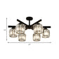 Cylindrical Crystal Semi Flush Light Modern 3/6/8-Head Black Ceiling Lamp for Living Room Clearhalo 'Ceiling Lights' 'Close To Ceiling Lights' 'Close to ceiling' 'Semi-flushmount' Lighting' 224854