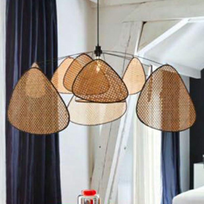 Chinese Handmade Suspension Lighting Rattan 1 Head Living Room Pendant Ceiling Light in Wood Wood Clearhalo 'Ceiling Lights' 'Lighting' 'Pendant Lights' 2248544_7f85fcfe-091e-4d06-af84-8e07bd3f5d75