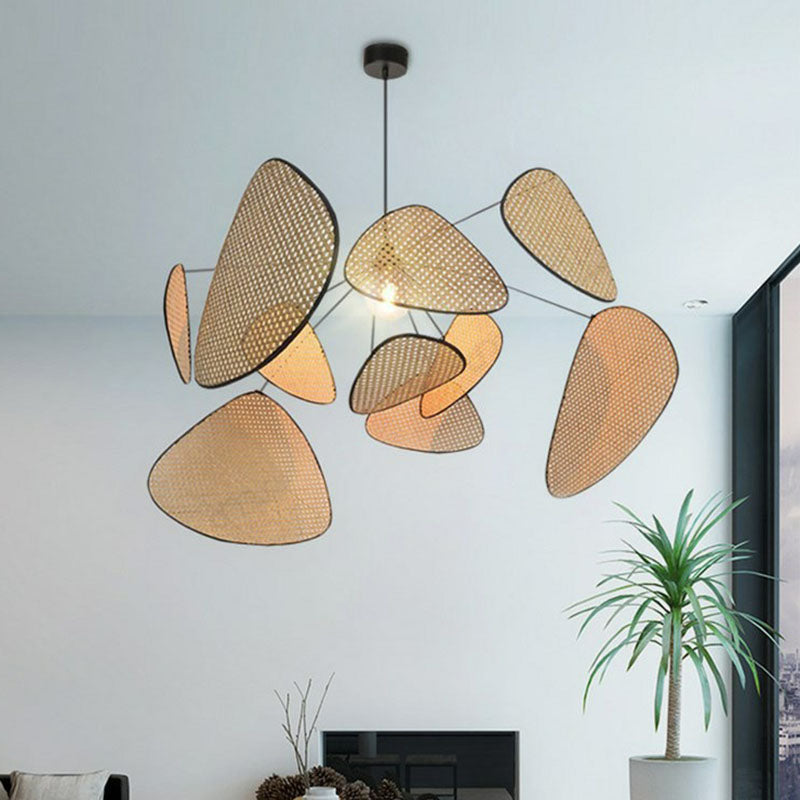 Chinese Handmade Suspension Lighting Rattan 1��Head Living Room Pendant Ceiling Light in Wood Clearhalo 'Ceiling Lights' 'Pendant Lights' 'Pendants' Lighting' 2248545