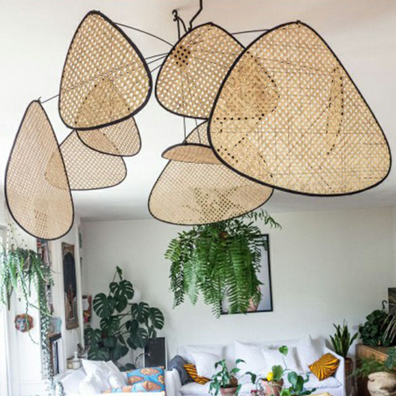 Chinese Handmade Suspension Lighting Rattan 1 Head Living Room Pendant Ceiling Light in Wood Clearhalo 'Ceiling Lights' 'Lighting' 'Pendant Lights' 2248548_397afb2a-0829-4c90-85b8-2d094a577c12