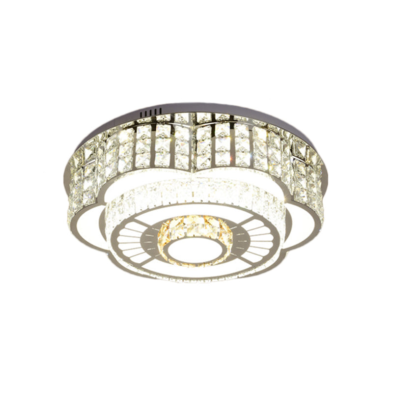 23.5"/31.5" W Floral Living Room Ceiling Flush Mount Crystal LED Modernist Flush Mount Lamp in Chrome Clearhalo 'Ceiling Lights' 'Close To Ceiling Lights' 'Close to ceiling' 'Flush mount' Lighting' 224907