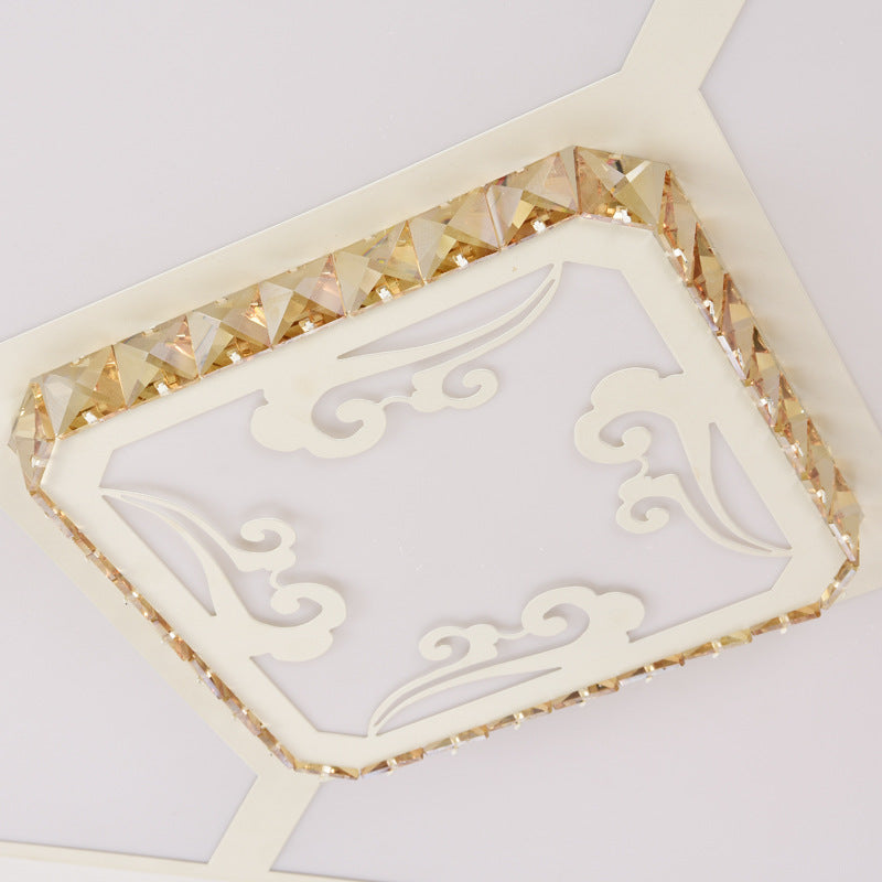 Crystal Square/Rectangular Flush Mount Lamp Minimal LED White Ceiling Light for Living Room Clearhalo 'Ceiling Lights' 'Close To Ceiling Lights' 'Close to ceiling' 'Flush mount' Lighting' 224939