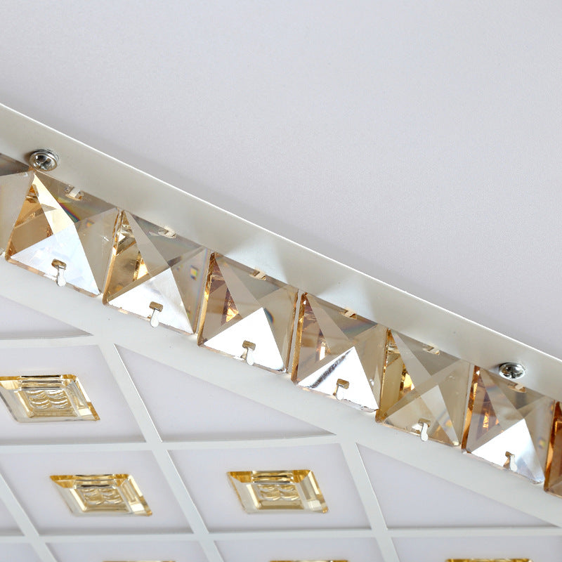 Contemporary Square/Rectangle Flush Light Crystal LED Living Room Ceiling Light Fixture in White Clearhalo 'Ceiling Lights' 'Close To Ceiling Lights' 'Close to ceiling' 'Flush mount' Lighting' 224980