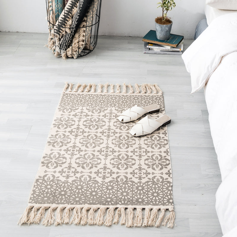 Ethnic Geometric Pattern Rug Multi-Color Cotton Blend Area Carpet Machine Washable Handwoven Rug with Tassel for Room Clearhalo 'Area Rug' 'Rugs' 'Southwestern' Rug' 2250047