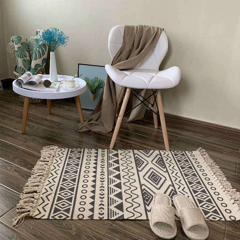 Casual Multicolor Western Rug Cotton Blend Geometric Area Rug Machine Washable Woven Carpet with Tassel for Living Room Clearhalo 'Area Rug' 'Rugs' 'Southwestern' Rug' 2250083