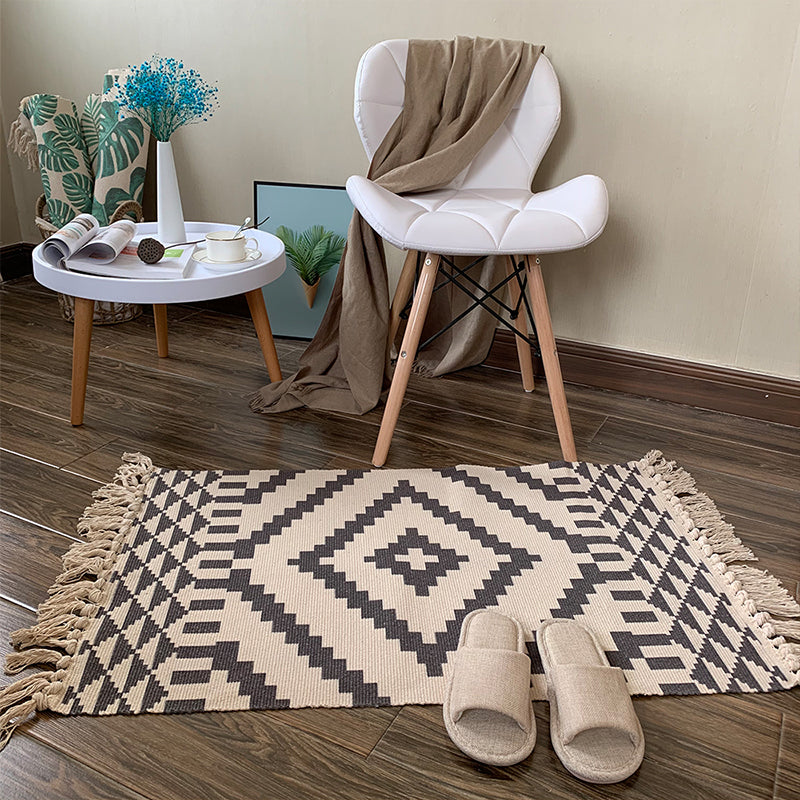 Casual Multicolor Western Rug Cotton Blend Geometric Area Rug Machine Washable Woven Carpet with Tassel for Living Room Clearhalo 'Area Rug' 'Rugs' 'Southwestern' Rug' 2250085