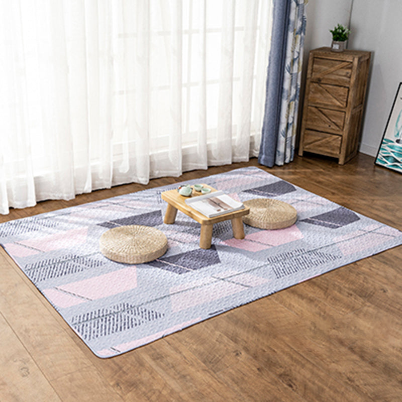 Multi Color Relaxing Rug Cotton Geometric Print Area Rug Non-Slip Backing Machine Washable Rug for Bedroom Light Pink Clearhalo 'Area Rug' 'Modern' 'Rugs' Rug' 2250228