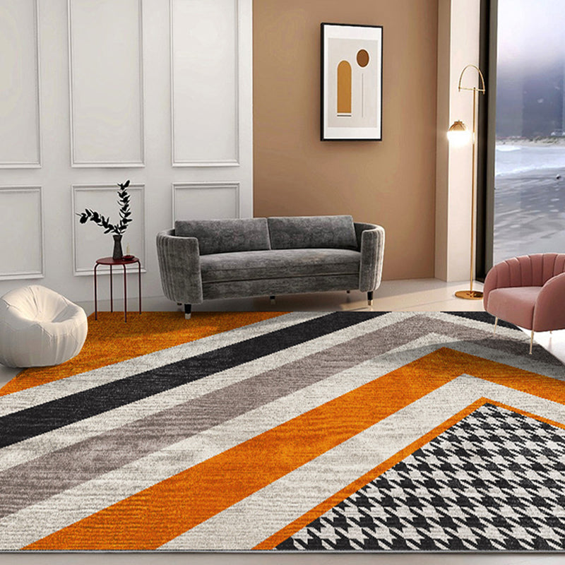 Multi Colored Living Room Rug Nordic Geometric Print Area Rug Nylon Anti-Slip Backing Washable Carpet Khaki Clearhalo 'Area Rug' 'Rug' 2250334