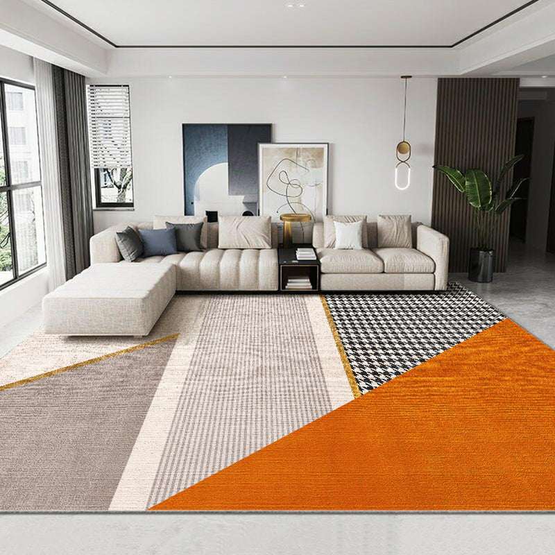 Multi Colored Living Room Rug Nordic Geometric Print Area Rug Nylon Anti-Slip Backing Washable Carpet Orange Clearhalo 'Area Rug' 'Rug' 2250337
