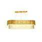 26"/35.5"/39" W Modern Oblong Layered Metal Chandelier Lamp 6-Light Golden Hanging Light with Crystal Icicles Clearhalo 'Ceiling Lights' 'Island Lights' Lighting' 225163