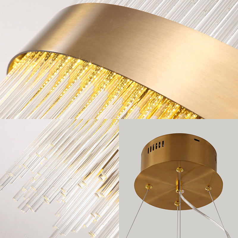 Adjustable Crystal Wavy Icicle Chandelier Lamp Simple 19.5"/23.5" W LED Gold Ceiling Light Fixture Clearhalo 'Ceiling Lights' 'Chandeliers' 'Modern Chandeliers' 'Modern' Lighting' 225216