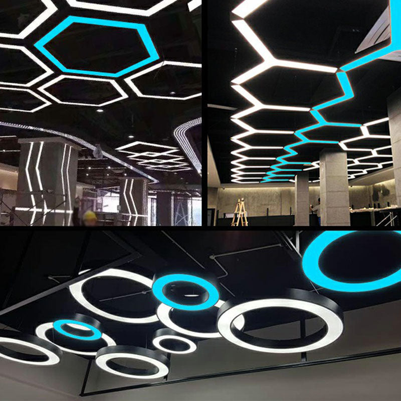 Modern Geometric LED Ceiling Lighting Acrylic Office Chandelier Light Fixture in Black Clearhalo 'Ceiling Lights' 'Chandeliers' 'Modern Chandeliers' 'Modern' Lighting' 2252816