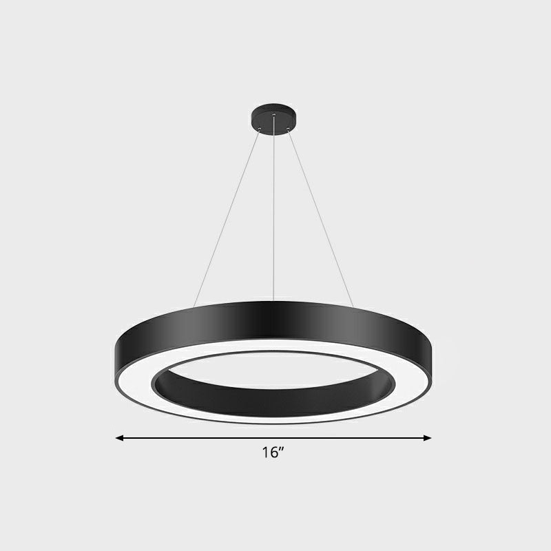 Modern Geometric LED Ceiling Lighting Acrylic Office Chandelier Light Fixture in Black Black 16" Round Clearhalo 'Ceiling Lights' 'Chandeliers' 'Modern Chandeliers' 'Modern' Lighting' 2252817