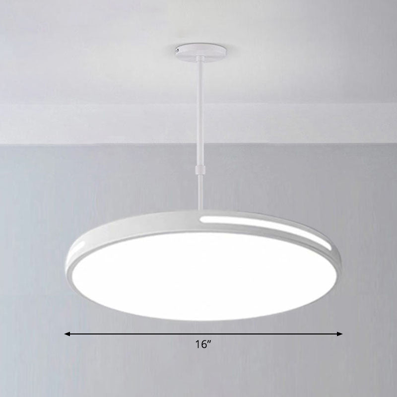 Circular Meeting Room Chandelier Light Acrylic Simplicity LED Pendant Light Fixture White 16" Third Gear Clearhalo 'Ceiling Lights' 'Chandeliers' 'Modern Chandeliers' 'Modern' Lighting' 2252840