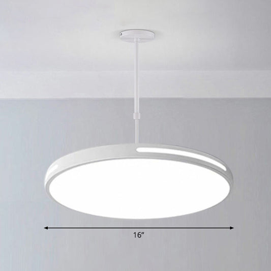 Circular Meeting Room Chandelier Light Acrylic Simplicity LED Pendant Light Fixture White 16" Third Gear Clearhalo 'Ceiling Lights' 'Chandeliers' 'Modern Chandeliers' 'Modern' Lighting' 2252840