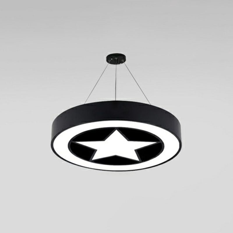 Minimalist Circular Shape Chandelier Lighting Acrylic Meeting Room LED Pendant Light Black 19.5" Clearhalo 'Ceiling Lights' 'Chandeliers' 'Modern Chandeliers' 'Modern' Lighting' 2252863