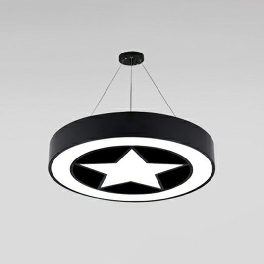 Minimalist Circular Shape Chandelier Lighting Acrylic Meeting Room LED Pendant Light Black 23.5" Clearhalo 'Ceiling Lights' 'Chandeliers' 'Modern Chandeliers' 'Modern' Lighting' 2252864