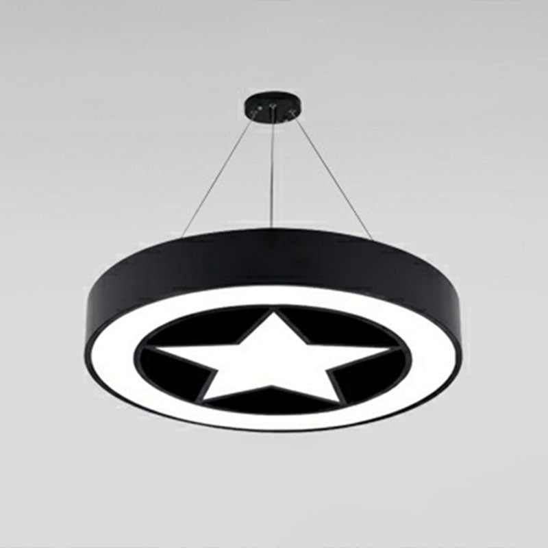 Minimalist Circular Shape Chandelier Lighting Acrylic Meeting Room LED Pendant Light Black 31.5" Clearhalo 'Ceiling Lights' 'Chandeliers' 'Modern Chandeliers' 'Modern' Lighting' 2252866