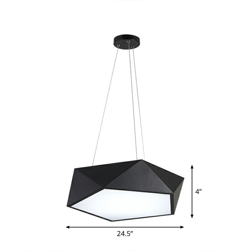 Geometric Metallic LED Ceiling Lighting Modern Black Chandelier Light Fixture for Office Black 24.5" Third Gear Clearhalo 'Ceiling Lights' 'Chandeliers' 'Modern Chandeliers' 'Modern' Lighting' 2252874