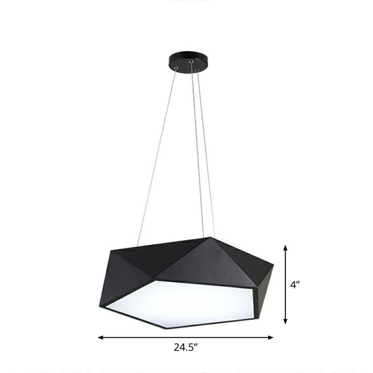 Geometric Metallic LED Ceiling Lighting Modern Black Chandelier Light Fixture for Office Black 24.5" White Clearhalo 'Ceiling Lights' 'Chandeliers' 'Modern Chandeliers' 'Modern' Lighting' 2252879