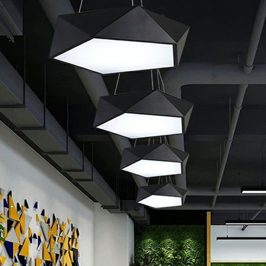 Geometric Metallic LED Ceiling Lighting Modern Black Chandelier Light Fixture for Office Clearhalo 'Ceiling Lights' 'Chandeliers' 'Modern Chandeliers' 'Modern' Lighting' 2252880