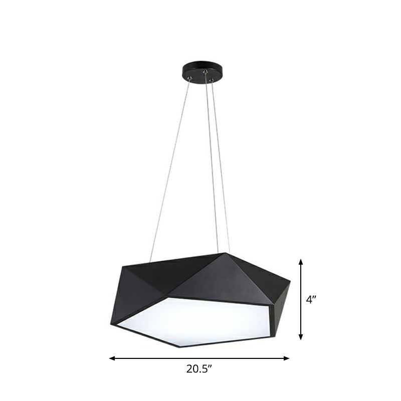 Geometric Metallic LED Ceiling Lighting Modern Black Chandelier Light Fixture for Office Black 20.5" White Clearhalo 'Ceiling Lights' 'Chandeliers' 'Modern Chandeliers' 'Modern' Lighting' 2252881