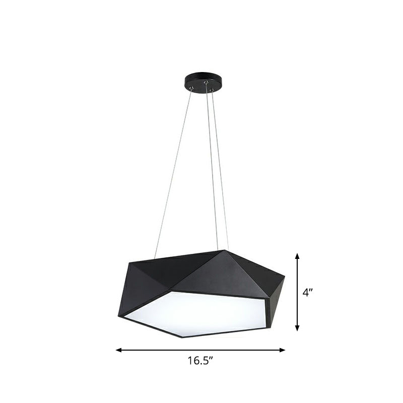 Geometric Metallic LED Ceiling Lighting Modern Black Chandelier Light Fixture for Office Black 16.5" White Clearhalo 'Ceiling Lights' 'Chandeliers' 'Modern Chandeliers' 'Modern' Lighting' 2252883