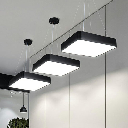 Square Chandelier Pendant Light Contemporary Acrylic Black LED Hanging Light for Office Black Clearhalo 'Ceiling Lights' 'Chandeliers' 'Modern Chandeliers' 'Modern' Lighting' 2252884