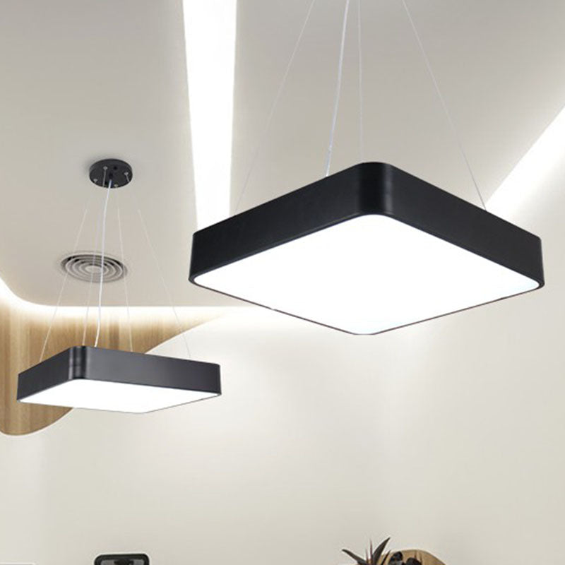 Square Chandelier Pendant Light Contemporary Acrylic Black LED Hanging Light for Office Clearhalo 'Ceiling Lights' 'Chandeliers' 'Modern Chandeliers' 'Modern' Lighting' 2252886