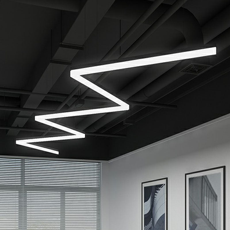Black Linear Shaped Chandelier Light Simplicity Acrylic LED Pendant Light Fixture for Office Clearhalo 'Ceiling Lights' 'Chandeliers' 'Modern Chandeliers' 'Modern' Lighting' 2252889
