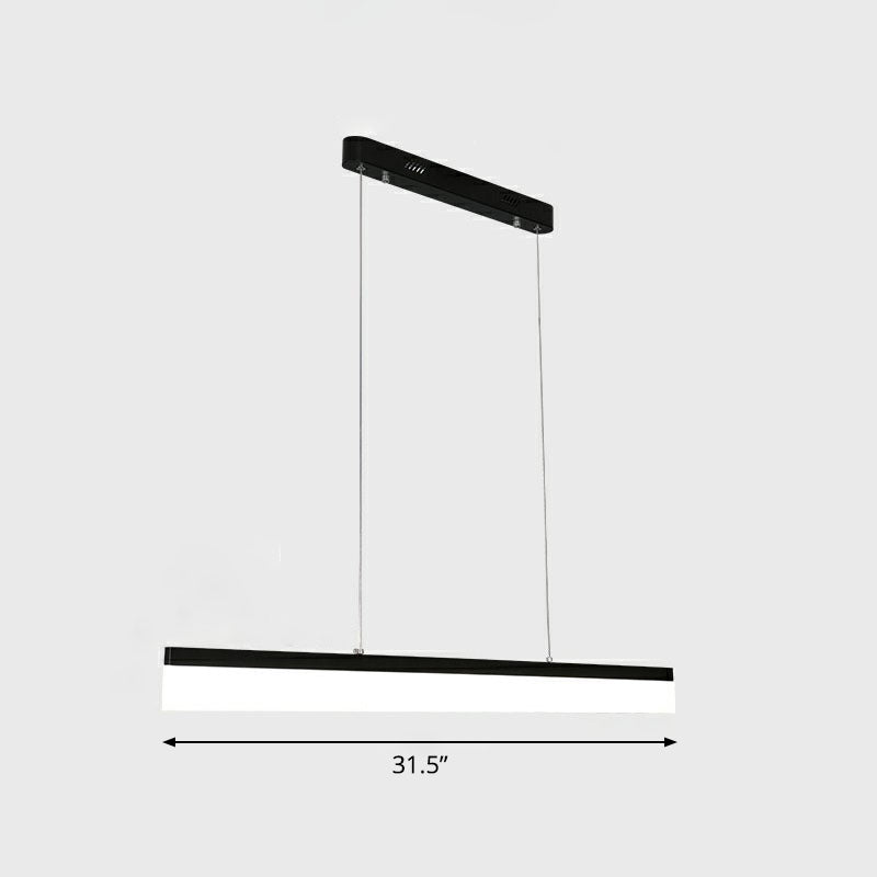 Black Linear Shaped Chandelier Light Simplicity Acrylic LED Pendant Light Fixture for Office Black 31.5" White Clearhalo 'Ceiling Lights' 'Chandeliers' 'Modern Chandeliers' 'Modern' Lighting' 2252890