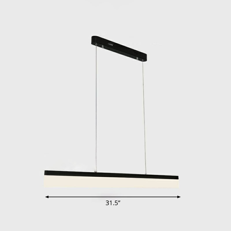 Black Linear Shaped Chandelier Light Simplicity Acrylic LED Pendant Light Fixture for Office Black 31.5" Natural Clearhalo 'Ceiling Lights' 'Chandeliers' 'Modern Chandeliers' 'Modern' Lighting' 2252891