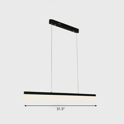 Black Linear Shaped Chandelier Light Simplicity Acrylic LED Pendant Light Fixture for Office Black 31.5" Natural Clearhalo 'Ceiling Lights' 'Chandeliers' 'Modern Chandeliers' 'Modern' Lighting' 2252891
