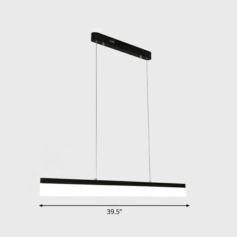 Black Linear Shaped Chandelier Light Simplicity Acrylic LED Pendant Light Fixture for Office Black 39.5" White Clearhalo 'Ceiling Lights' 'Chandeliers' 'Modern Chandeliers' 'Modern' Lighting' 2252893