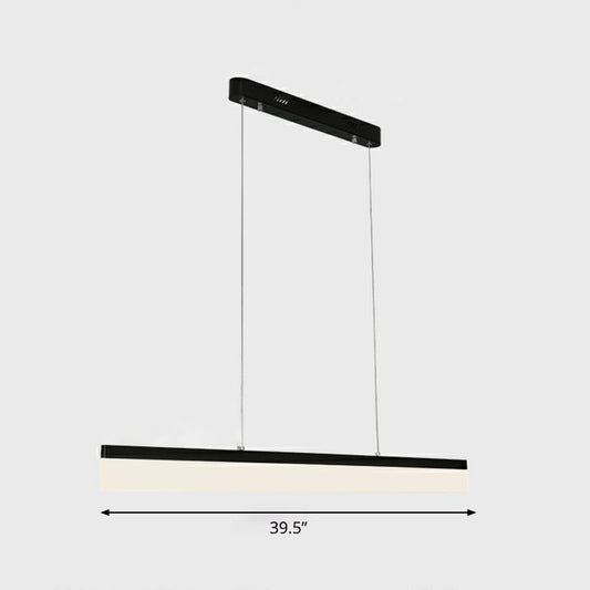 Black Linear Shaped Chandelier Light Simplicity Acrylic LED Pendant Light Fixture for Office Black 39.5" Natural Clearhalo 'Ceiling Lights' 'Chandeliers' 'Modern Chandeliers' 'Modern' Lighting' 2252895