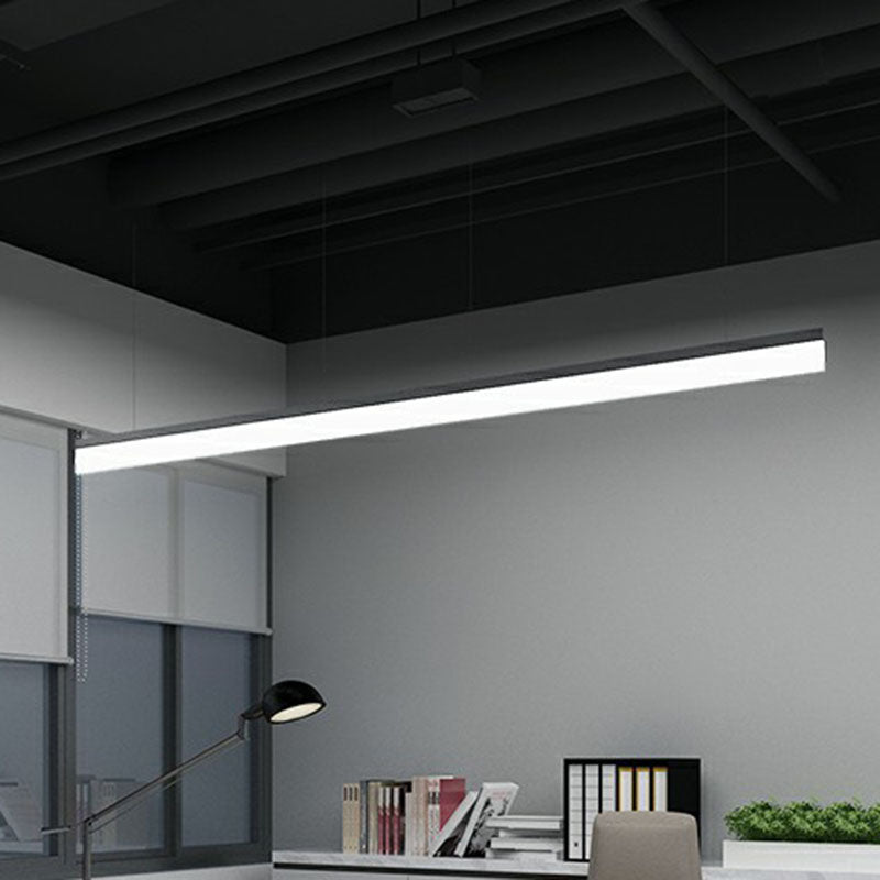Black Linear Shaped Chandelier Light Simplicity Acrylic LED Pendant Light Fixture for Office Clearhalo 'Ceiling Lights' 'Chandeliers' 'Modern Chandeliers' 'Modern' Lighting' 2252896