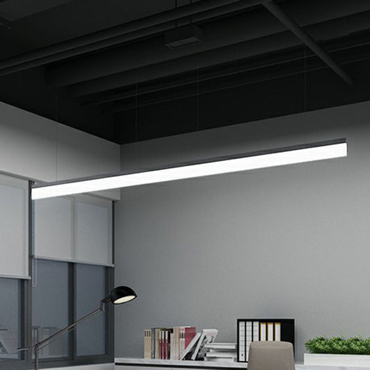 Black Linear Shaped Chandelier Light Simplicity Acrylic LED Pendant Light Fixture for Office Clearhalo 'Ceiling Lights' 'Chandeliers' 'Modern Chandeliers' 'Modern' Lighting' 2252896