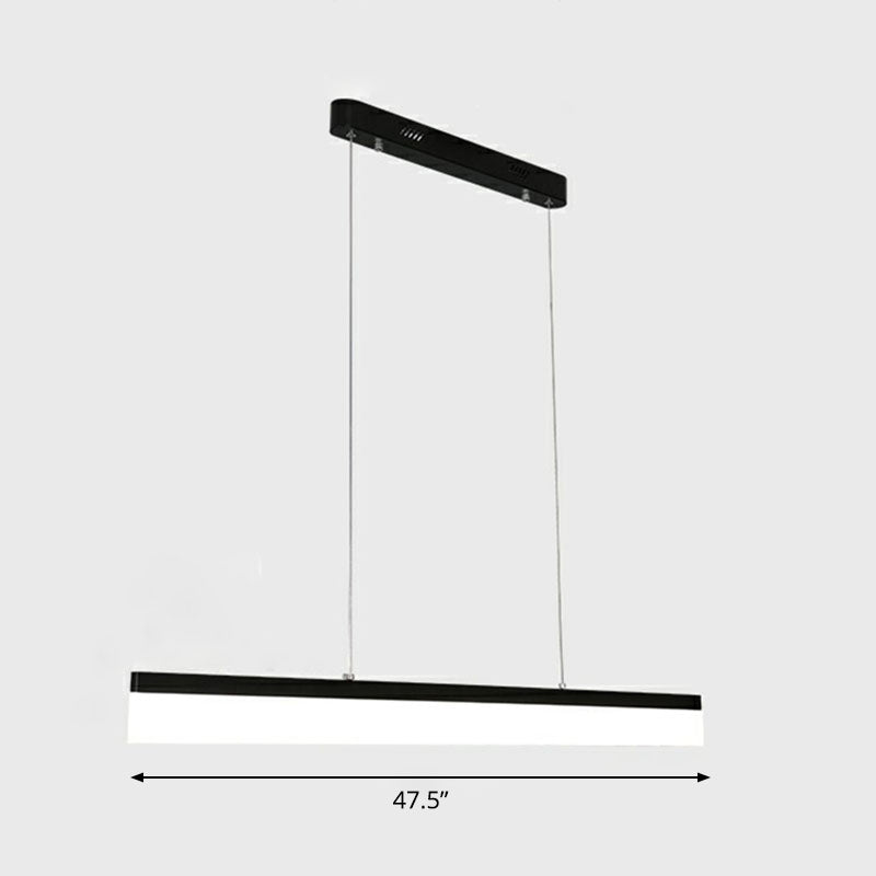 Black Linear Shaped Chandelier Light Simplicity Acrylic LED Pendant Light Fixture for Office Black 47.5" White Clearhalo 'Ceiling Lights' 'Chandeliers' 'Modern Chandeliers' 'Modern' Lighting' 2252897