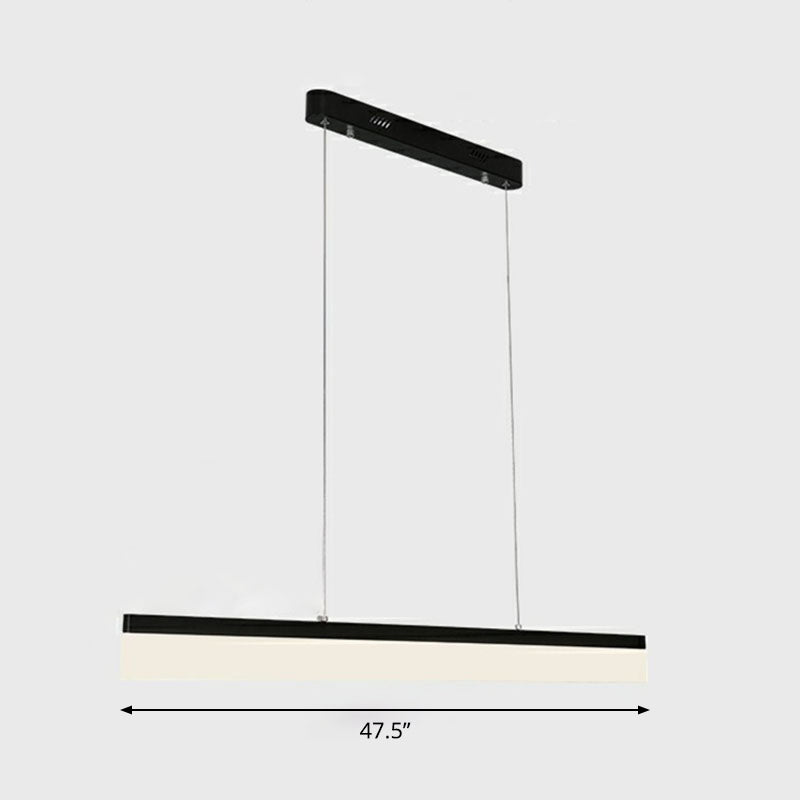 Black Linear Shaped Chandelier Light Simplicity Acrylic LED Pendant Light Fixture for Office Black 47.5" Natural Clearhalo 'Ceiling Lights' 'Chandeliers' 'Modern Chandeliers' 'Modern' Lighting' 2252899