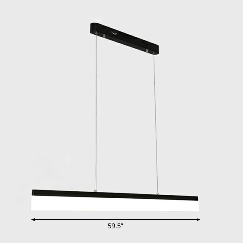 Black Linear Shaped Chandelier Light Simplicity Acrylic LED Pendant Light Fixture for Office Black 59" White Clearhalo 'Ceiling Lights' 'Chandeliers' 'Modern Chandeliers' 'Modern' Lighting' 2252900
