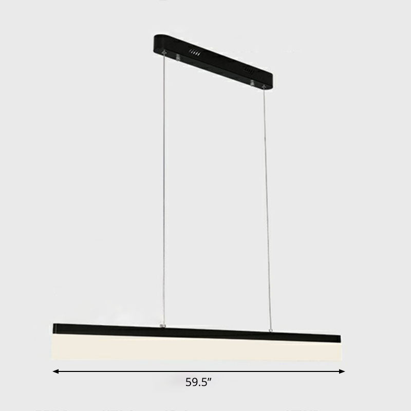 Black Linear Shaped Chandelier Light Simplicity Acrylic LED Pendant Light Fixture for Office Black 59" Natural Clearhalo 'Ceiling Lights' 'Chandeliers' 'Modern Chandeliers' 'Modern' Lighting' 2252901