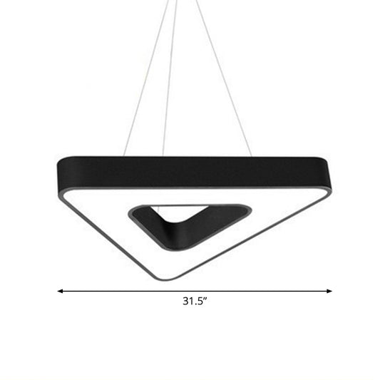 Modern Style Triangular LED Suspension Light Acrylic Gym Chandelier Light in Black Black 31.5" Clearhalo 'Ceiling Lights' 'Chandeliers' 'Modern Chandeliers' 'Modern' Lighting' 2252903