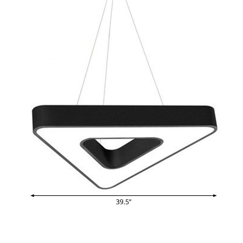 Modern Style Triangular LED Suspension Light Acrylic Gym Chandelier Light in Black Black 39.5" Clearhalo 'Ceiling Lights' 'Chandeliers' 'Modern Chandeliers' 'Modern' Lighting' 2252904